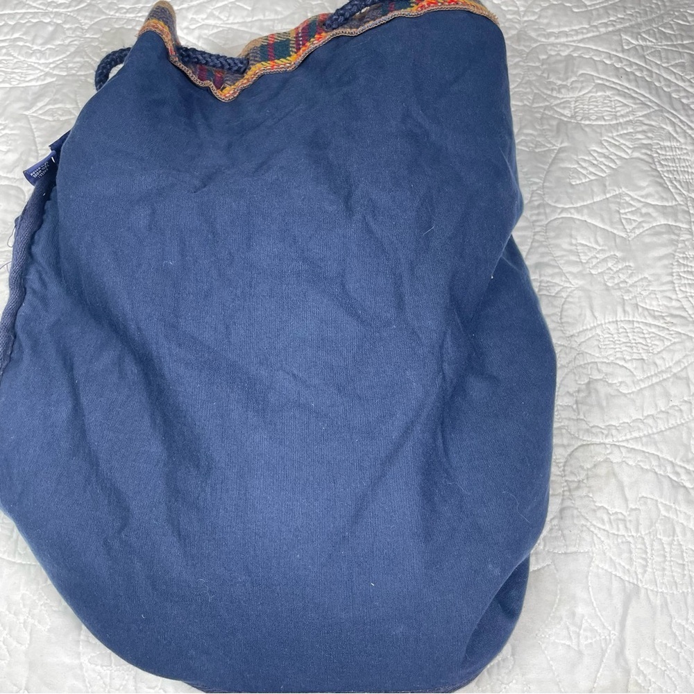 VINTAGE 90s GAP Mt. Whistler Brown Tartan Plaid Drawstring Wool Bucket Backpack - Picture 9 of 16